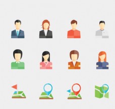 人物与地标图标矢量素材