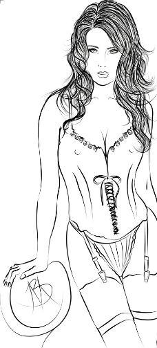 美女素描图片