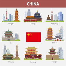 建筑素材中国著名的城市地标建筑图标素材