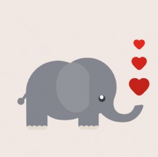 七夕情人节卡通喷爱心的大象矢量素材