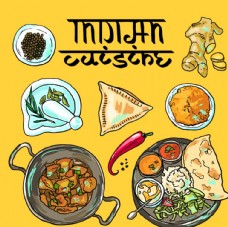 锅物料理美味印度料理插画矢量素材