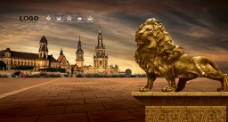 金狮子雕塑图片