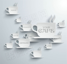 创意微立体咖啡杯茶杯素材图片