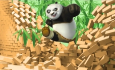 3D立体熊猫背景墙图片