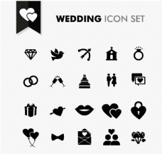 礼物盒节日背景精致黑色婚礼图标矢量素材