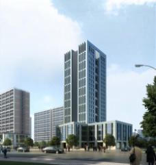 蓝天白云草地商业大楼环境设计图片
