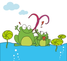 儿童画 两只青蛙图片