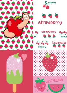 草莓 冰棍 苹果 波点 图案图片