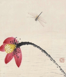 齐白石荷花蜻蜓图片