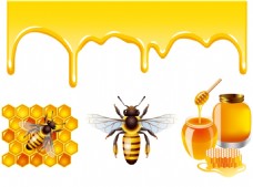蜂蜜标签矢量蜂蜜与蜜蜂设计矢量素材