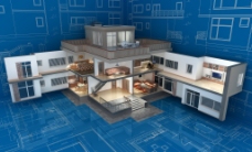 3d建筑模型示意图样板线框图房子图纸