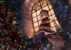 日系圣诞节雪天可爱萝莉