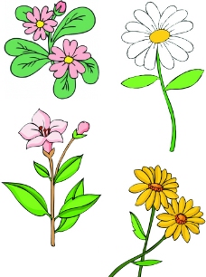 四种卡通鲜花图片