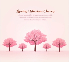 春季背景春季粉色樱花树背景矢量图