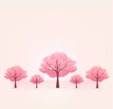 春季粉色樱花树矢量素材图片