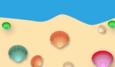 彩色贝壳  沙滩   海水图片