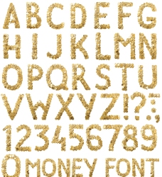 钱币组成的字母和数字图片