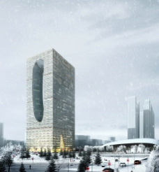 商业大楼雪景图片