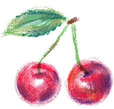 红樱桃彩绘矢量素材图片