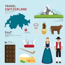 时尚瑞士旅游元素