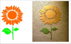 向日葵太阳花硅藻泥向日葵矢量刻花太阳花刻花矢量背景墙