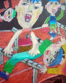 儿童运动儿童画运动会欢乐油画棒图片
