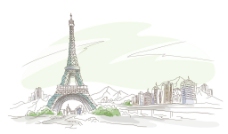 巴黎铁塔手绘素描图图片