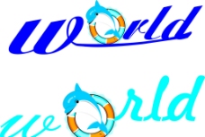 海豚世界水世界标志海豚标志图片
