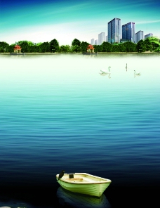 蓝色湖泊背景图片