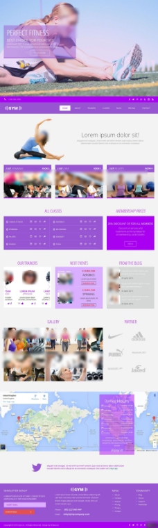 紫色女性健身模板
