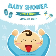 婴儿洗澡卡片与男孩插图