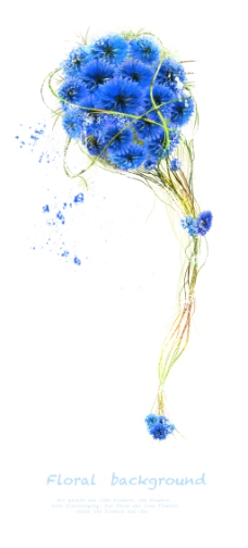 球形蓝色花卉植物藤蔓PSD分层素材