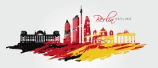 柏林彩色手绘城市矢量素材图片