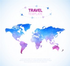 @世界彩色环球旅行世界地图矢量素材