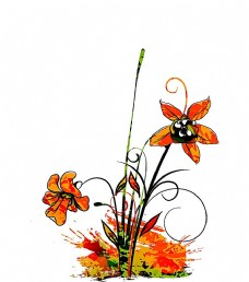 手绘花朵叶子卷纹背景