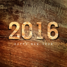新年快乐2016木纹理背景