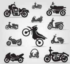 各种摩托车剪影矢量素材图片