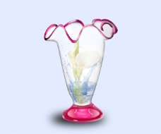 透明高品质粉红玻璃花瓶百合花PSD下载