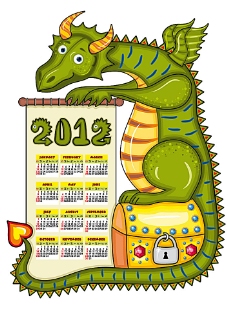 辰龙2012年新年日历模板