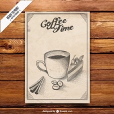 咖啡杯咖啡时间的海报