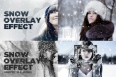数码照片添加逼真的下雪效果PSD模板