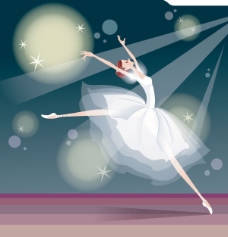 梦彩充满梦幻色彩的芭蕾舞女孩矢量素材