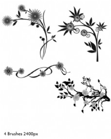植物图案花纹漂亮矢量植物鲜花花纹图案photoshop笔刷素材