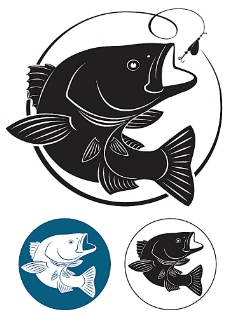 其他生物矢量卡通鱼与鱼钩