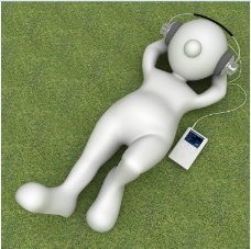 躺在草地听音乐的高清环保插画素材下载