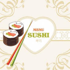 筷子和寿司插画背景素材