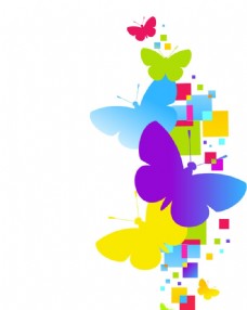 抽象彩色蝴蝶矢量素材
