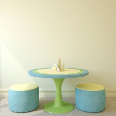 桌子蓝色圆桌与凳子