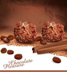 美味巧克力球和咖啡豆矢量素材下载
