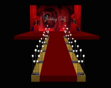欧式花纹背景红色婚礼舞台设计